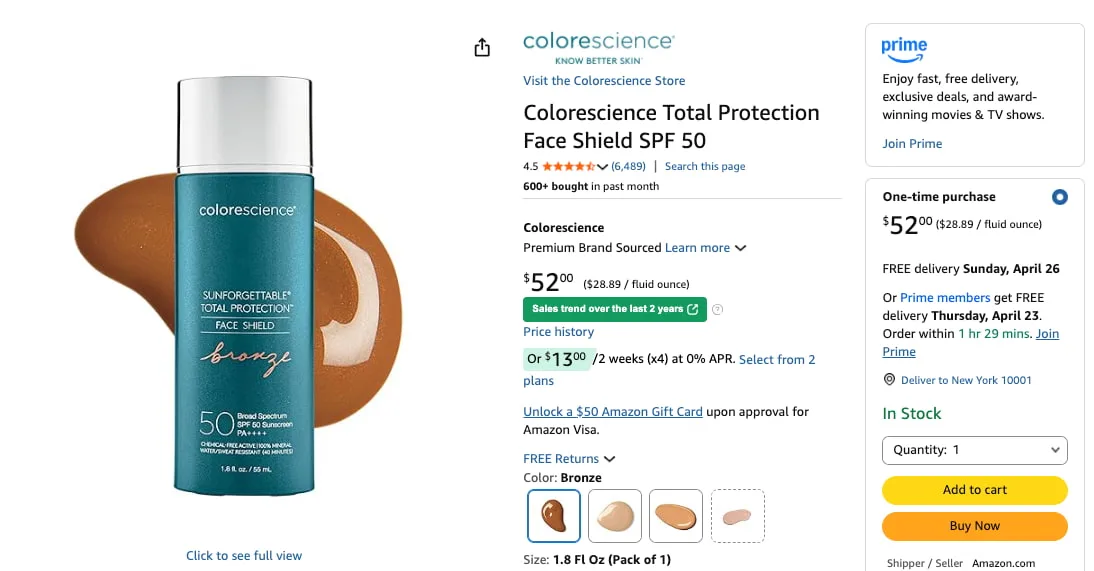 Colorescience Sunforgettable Total Protection Brush-On Shield SPF 50. 