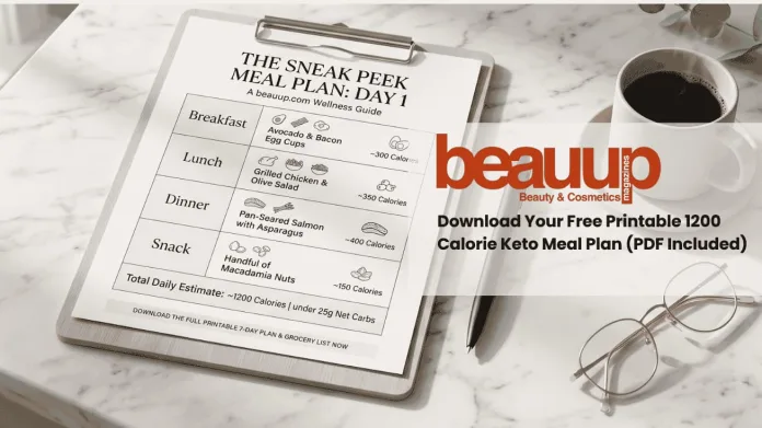 Download Your Free Printable 1200 Calorie Keto Meal Plan (PDF Included) cover