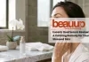 High-end beauty editorial: Radiant woman showing luminous skin and soft natural lighting.