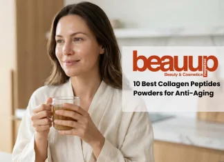 Radiant woman with dewy, hydrated skin enjoying a morning wellness ritual. Best collagen result.